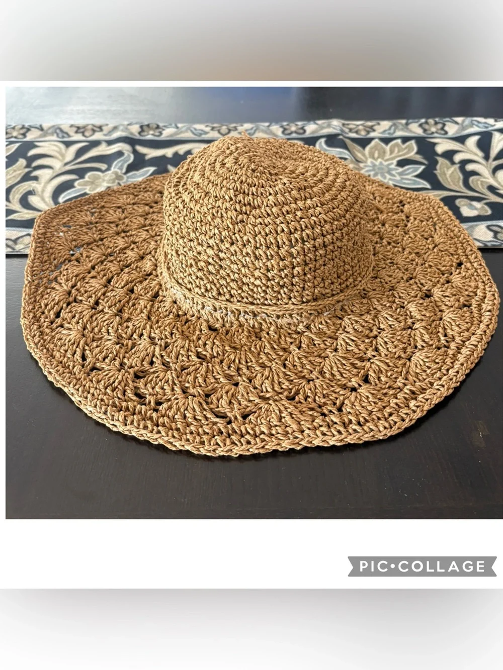 Altar’d State Crochet Floppy Sun Hat – One Size – Natural Tan